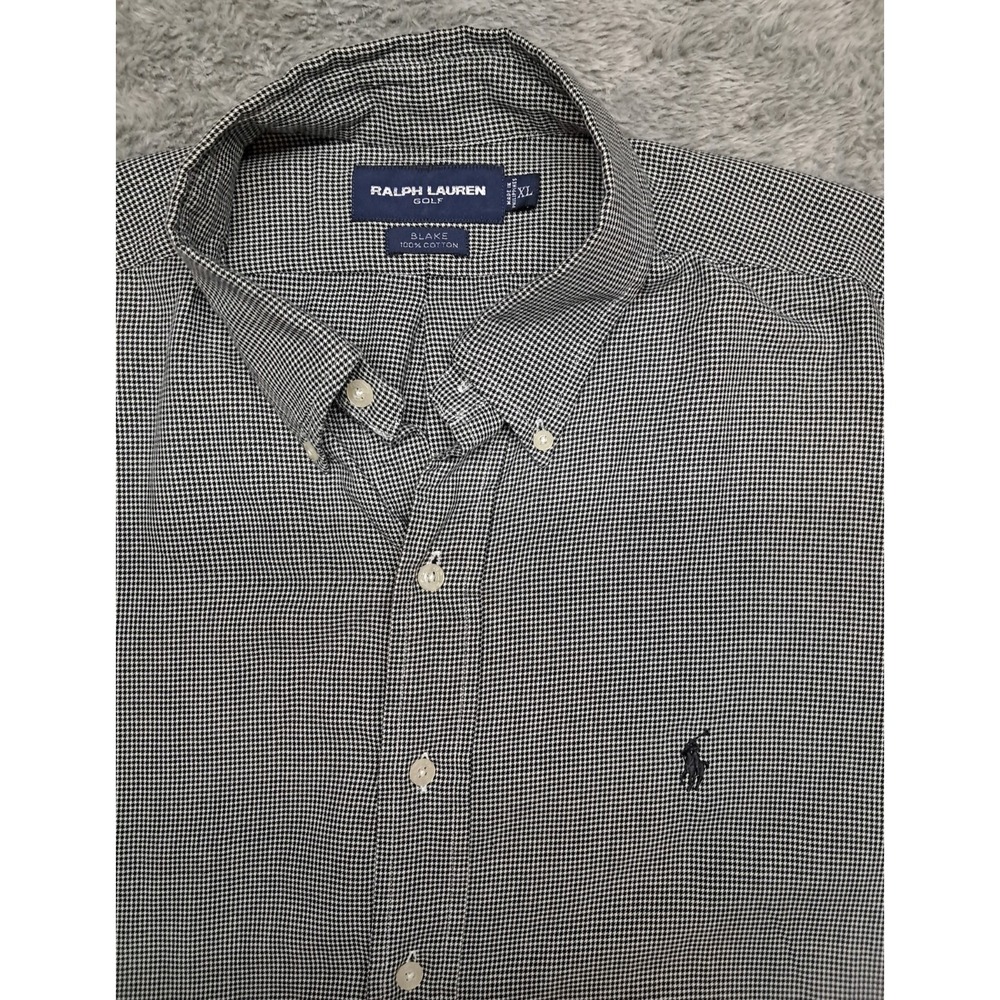 Ralph Lauren Black and White Gingham Button-Down Shirt